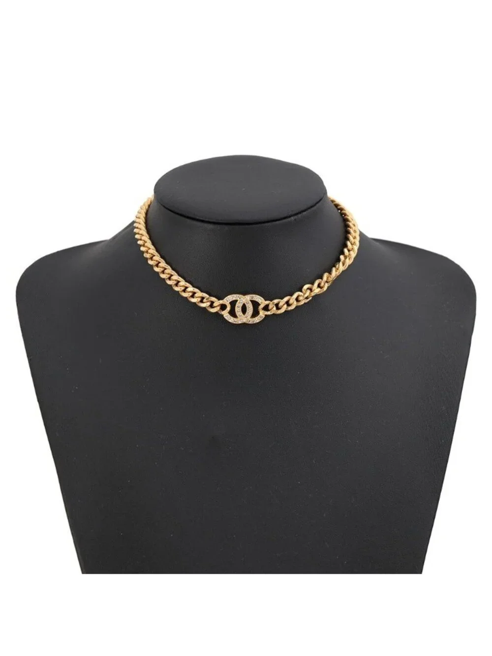 Chanel Necklace CC Logo Rhinestone a Choker